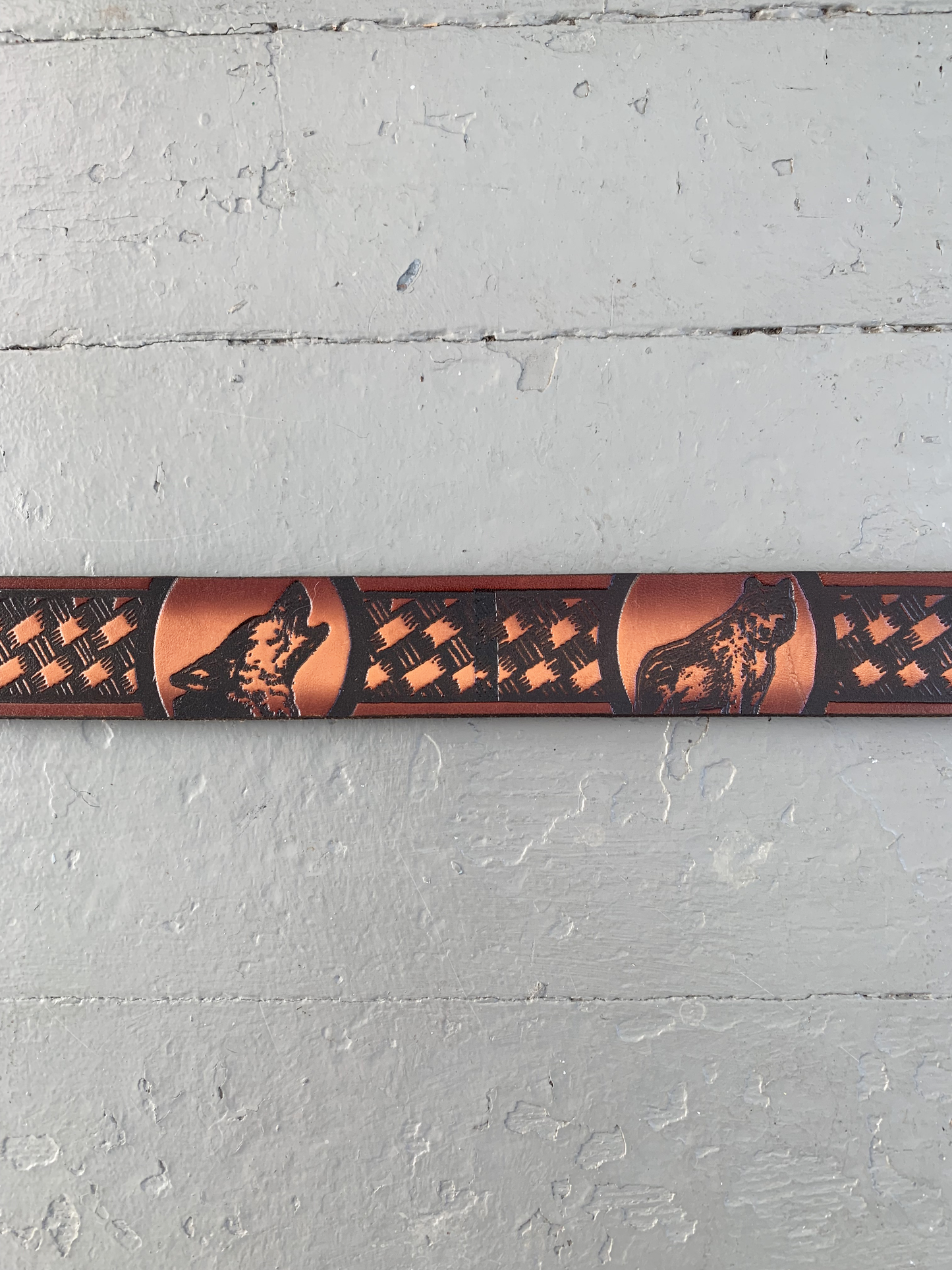 Wolf Pack Patterned Leather Belt