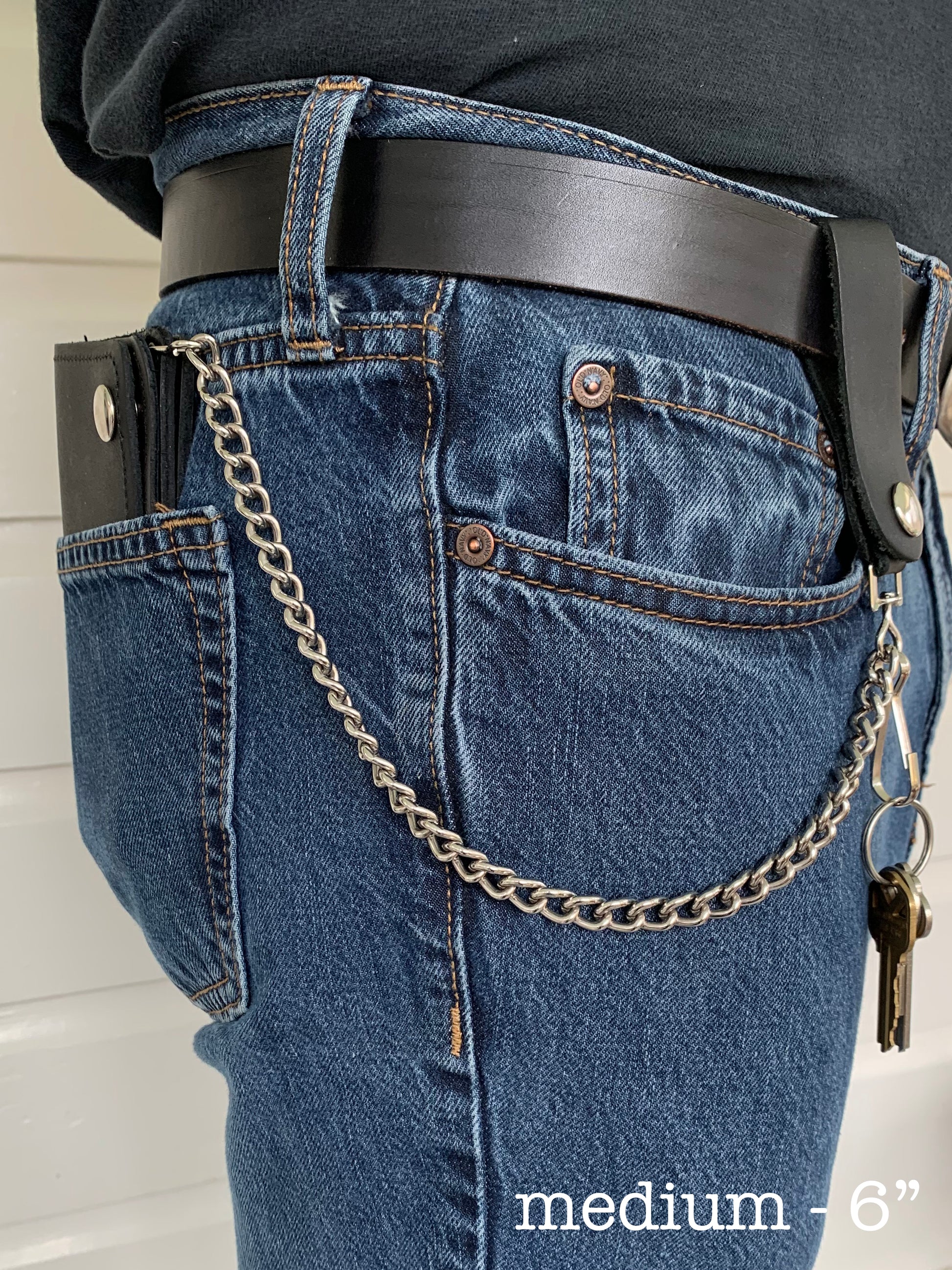 Real Leather Mens Biker Card/Money Long Wallet Purse W/Jeans Key Chain