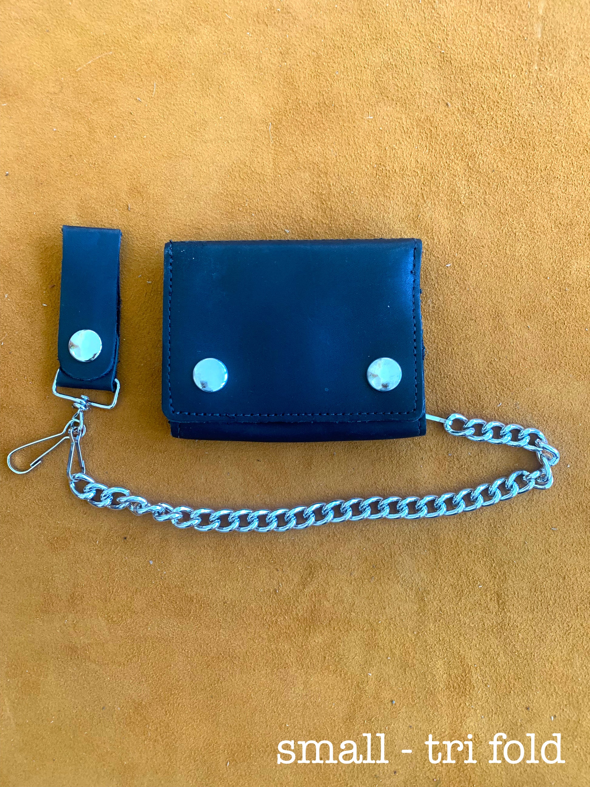 Hand Stained Long Biker Leather Chain Wallet
